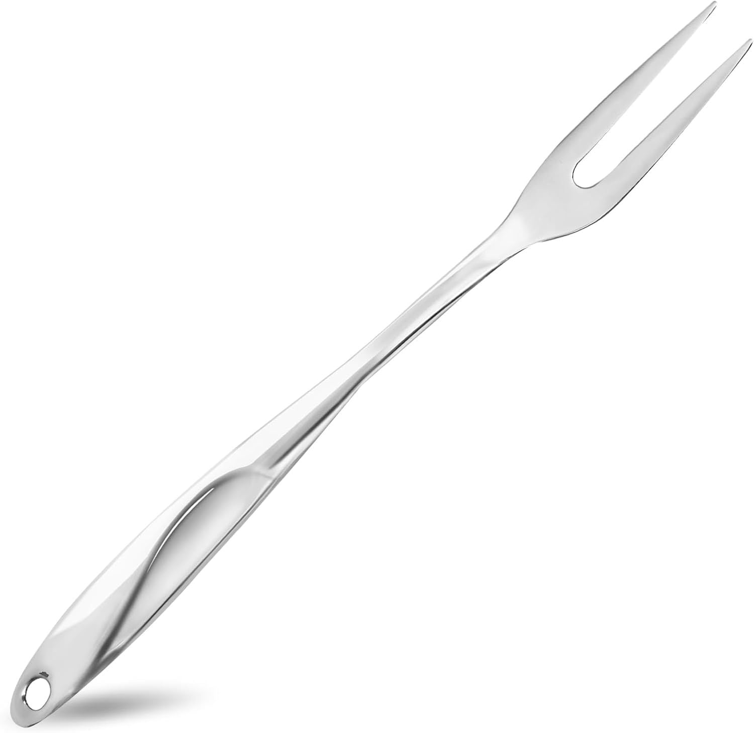 14.6" Stainless Steel Carving Fork for Meat, 2-Prong Serving & Grilling Fork with Hanging Hole, Hollow Handle for Better Heat Reduction, Kitchen Utensil for Cooking & Serving