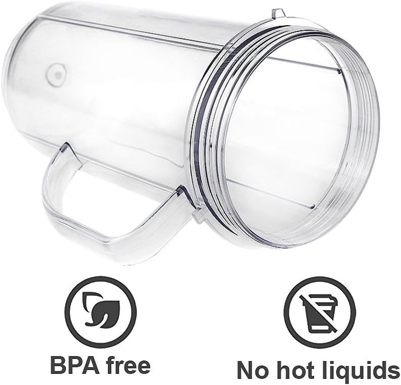 QT Tall 22oz Replacement Part Cup Mug with handle compatible with 250w Magic Bullet On-The-Go Mug