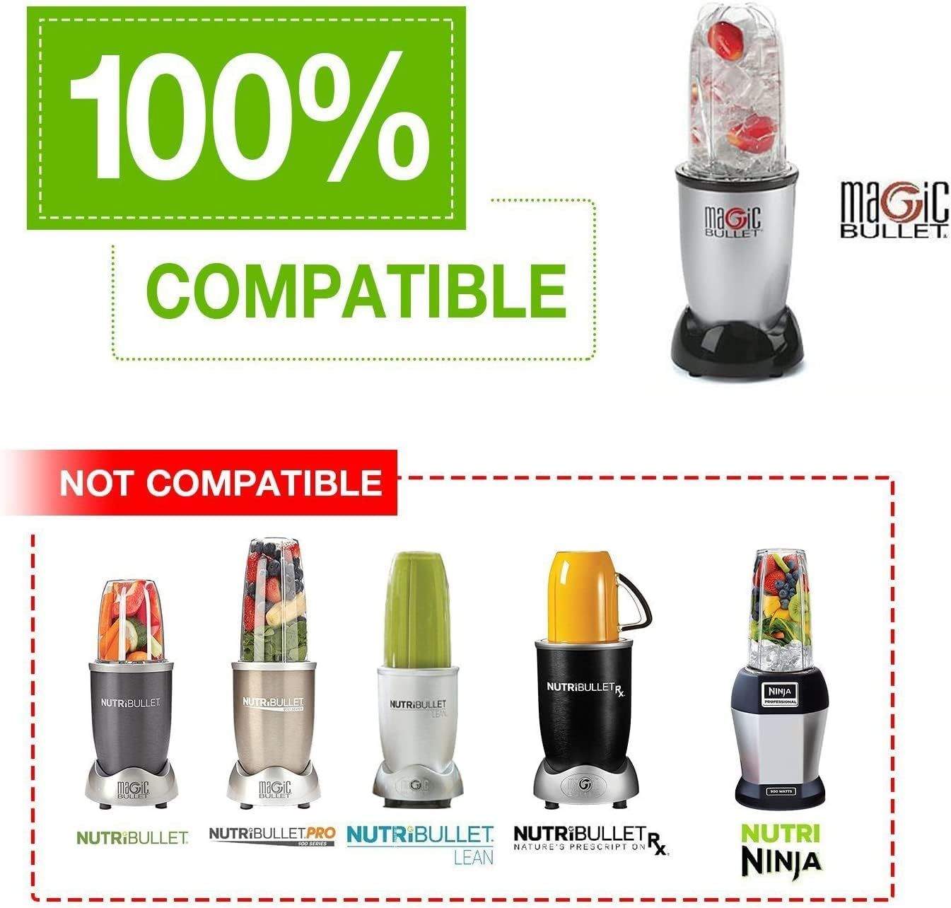 QT Tall 22oz Replacement Part Cup Mug with handle compatible with 250w Magic Bullet On-The-Go Mug