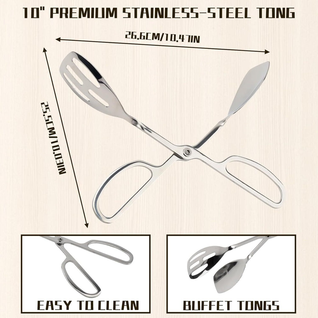 10-Inch Salad Tongs for Serving, Scissor Style Kitchen Tongs for Cooking for Buffet Serving Tongs for Cooking, Grilling, Salad Serving Utensils