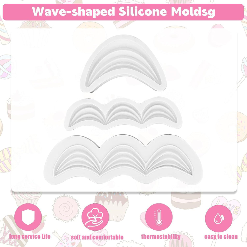 Fondant Swag Molds | Cake Border Draped Swag Silicone Mold | 3Pcs Set Wave-shaped Molds