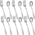 12PCS Toddler Utensils, Stainless Steel Kids Silverware, Safe Toddler Forks and Spoons, Mirror Polished, Dishwasher Safe, with Bunny & Puppy Motifs, Fun Stocking Stuffers for Kids