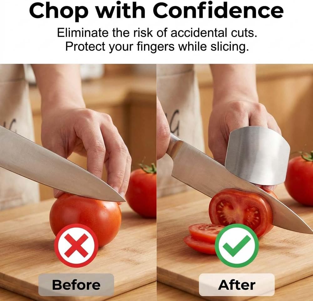 Stainless Steel Finger Guard for Cutting, Food Grade Finger Guard for Chopping Dicing Slicing, with Single/Double Finger Styles, Safe Kitchen Tool for Fingers Protection (Mix)