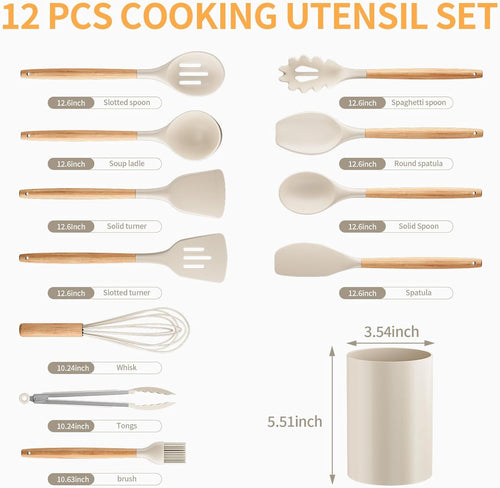 12-Piece Silicone Cooking Utensil Set – Khaki