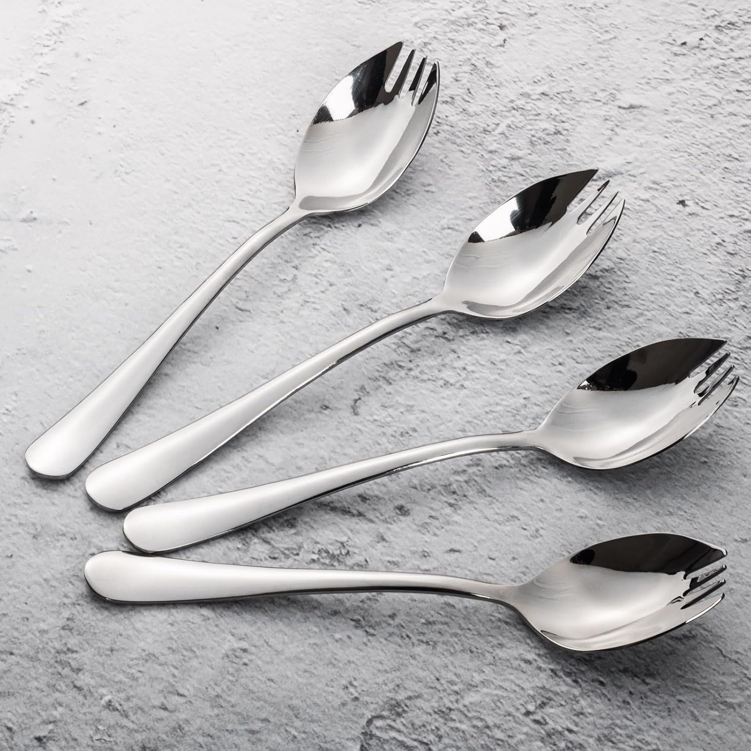 Sporks, 8-Pack Food-grade Stainless Steel Sporks, 7.4 Inches Long Handle Salad Forks For Dessert, Ice Cream, Salad, Soup, Noodle, Spaghetti, Dishwasher Safe