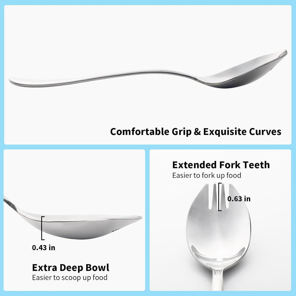 Sporks, 8-Pack Food-grade Stainless Steel Sporks, 7.4 Inches Long Handle Salad Forks For Dessert, Ice Cream, Salad, Soup, Noodle, Spaghetti, Dishwasher Safe