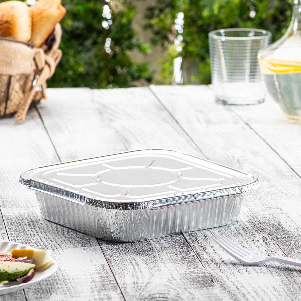 [25 Sets 8-Inch Square Foil Pans with Lids - Disposable Food Containers, Aluminum Foil Pans For Baking, Cooking, Storing and Preparing Food (Formerly Comfy Package)