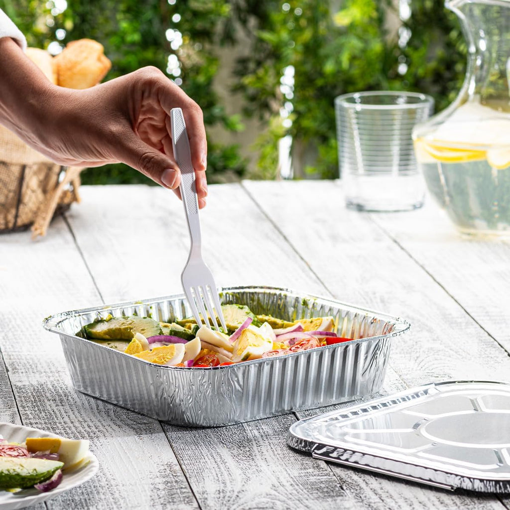 [25 Sets 8-Inch Square Foil Pans with Lids - Disposable Food Containers, Aluminum Foil Pans For Baking, Cooking, Storing and Preparing Food (Formerly Comfy Package)