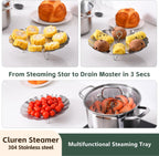 Steamer Basket for Cooking 304 Stainless Steel Entirely Thickened, (5.5'' To 9.5'')