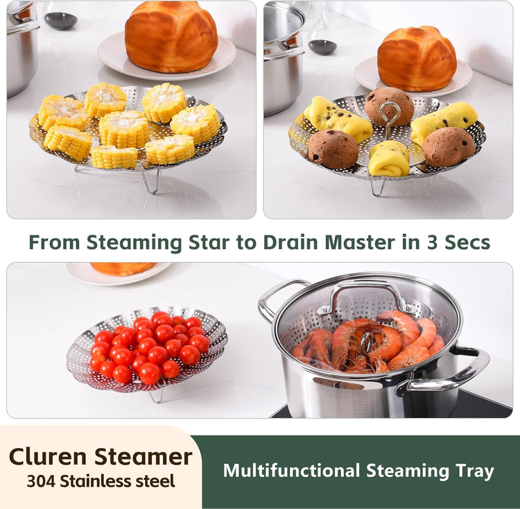 Steamer Basket for Cooking 304 Stainless Steel Entirely Thickened, (5.5&