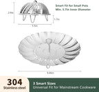 Steamer Basket for Cooking 304 Stainless Steel Entirely Thickened, (5.5'' To 9.5'')