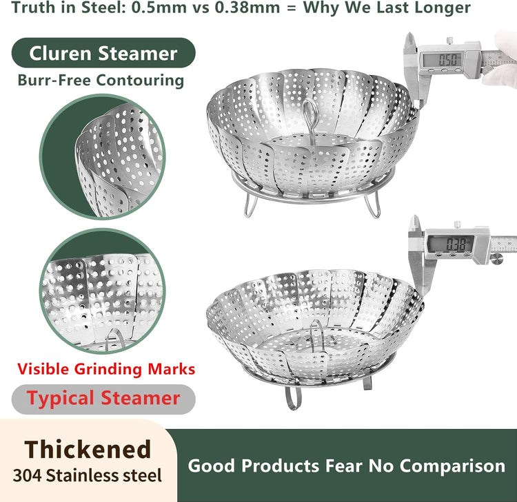 Steamer Basket for Cooking 304 Stainless Steel Entirely Thickened, (5.5&