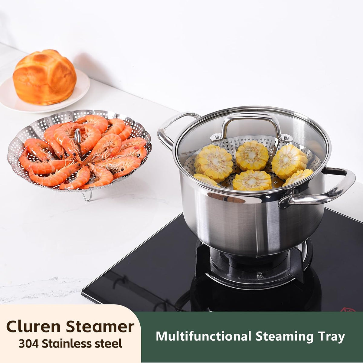 Steamer Basket for Cooking 304 Stainless Steel Entirely Thickened, (5.5&