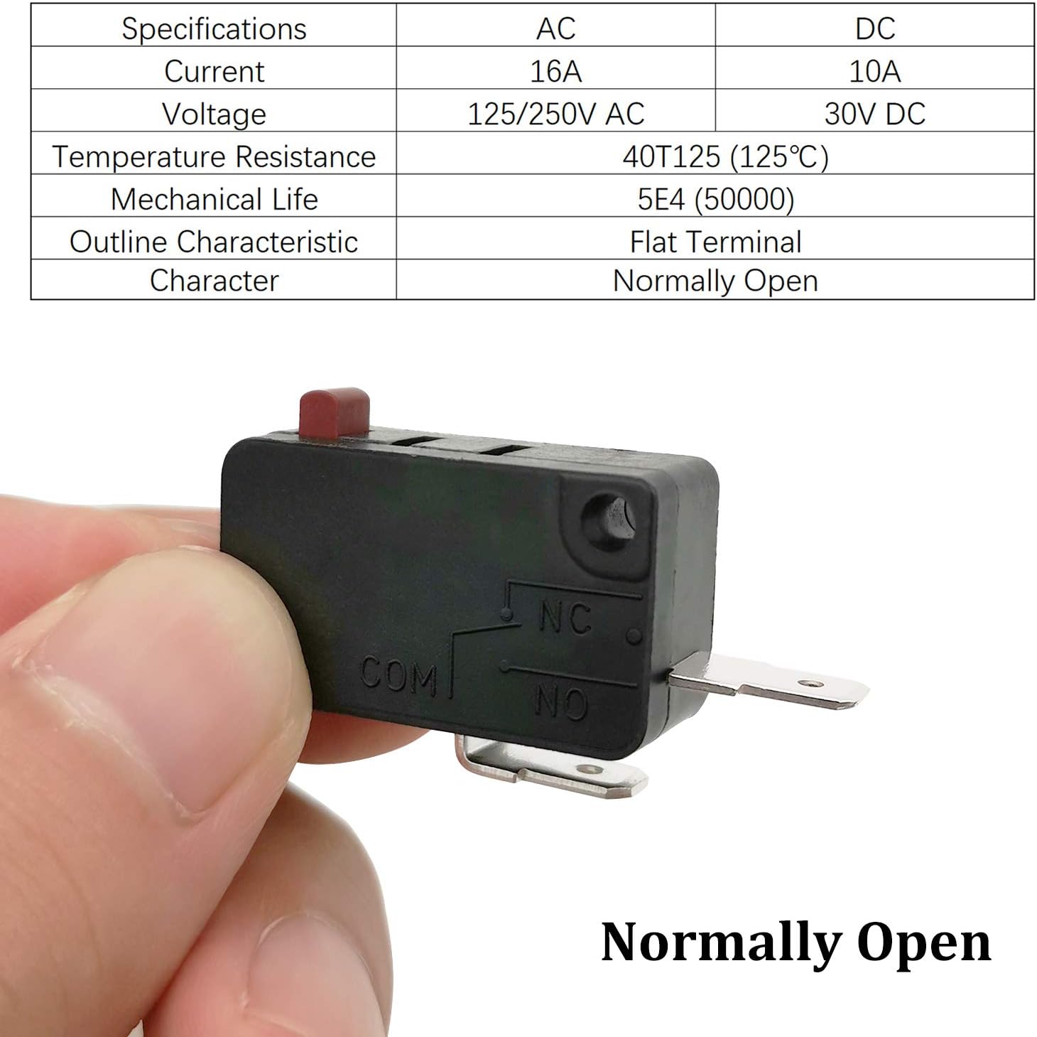 Microwave Oven Door Switch Replacement Part, 16A 125VAC, KW3AT-16 (Downward Compatible with KW3A-16), 2X Normally Open + 1x Normally Closed