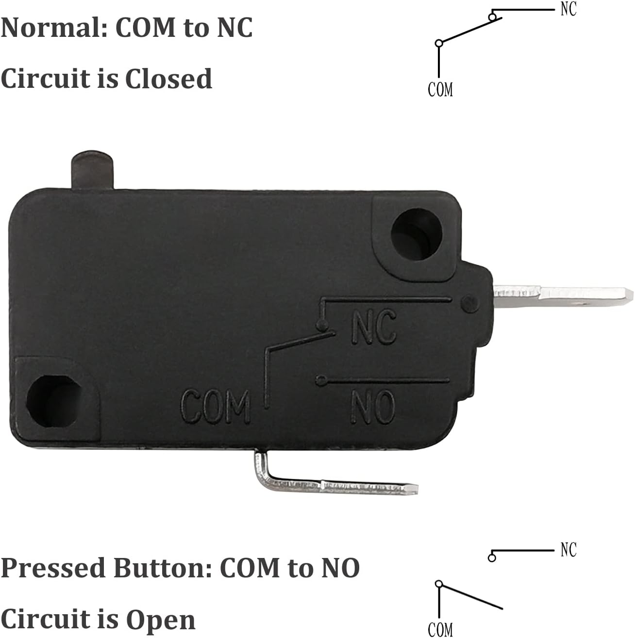 Microwave Oven Door Switch Replacement Part, 16A 125VAC, KW3AT-16 (Downward Compatible with KW3A-16), 2X Normally Open + 1x Normally Closed
