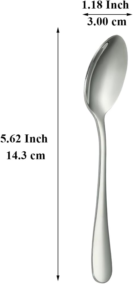 Teaspoons 12 Pieces 14cm, Stainless Steel Tea Spoon Coffee Spoons Dessert Spoons, Cutlery for Tea, Coffee, Cake, Dessert, Dishwasher Safe
