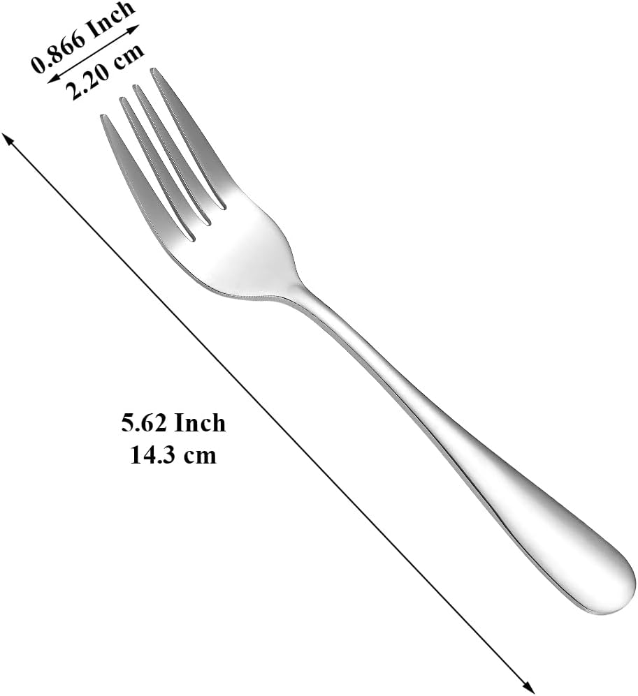 Dessert Forks Set of 12 Pack, Stainless Steel Pastry Fork, Family Appetizer Fork for Fruit, Cake, Cheese, Party Trips, Cafes, Restaurants, Easy to Clean, Dishwasher Safe