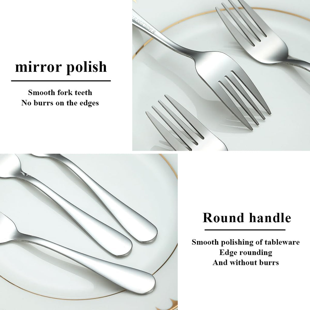 Dessert Forks Set of 12 Pack, Stainless Steel Pastry Fork, Family Appetizer Fork for Fruit, Cake, Cheese, Party Trips, Cafes, Restaurants, Easy to Clean, Dishwasher Safe