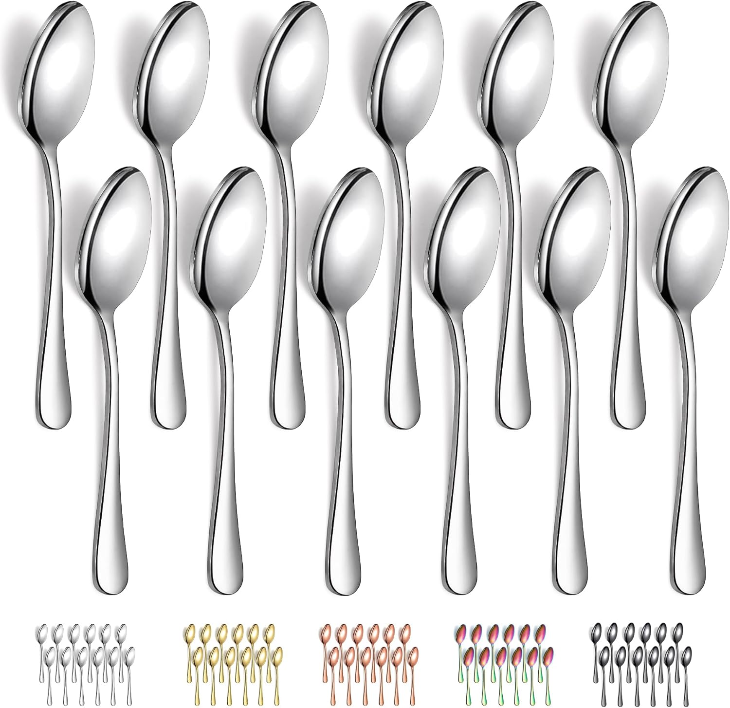Dinner Spoons 12 Pieces 18.5cm, Stainless Steel Soup Spoons, Table Spoon, Sturdy and Durable for Home and Restauroom Daily Use, Easy to Clean, Dishwasher Safe