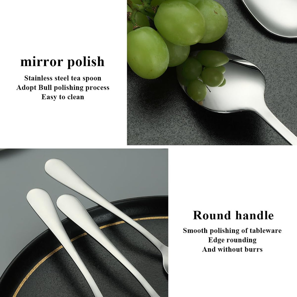 Dinner Spoons 12 Pieces 18.5cm, Stainless Steel Soup Spoons, Table Spoon, Sturdy and Durable for Home and Restauroom Daily Use, Easy to Clean, Dishwasher Safe