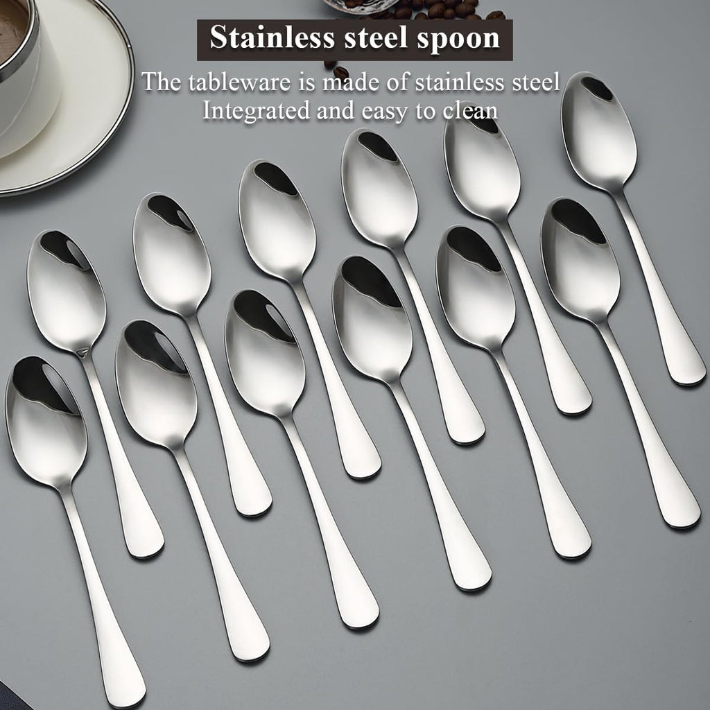 Dinner Spoons 12 Pieces 18.5cm, Stainless Steel Soup Spoons, Table Spoon, Sturdy and Durable for Home and Restauroom Daily Use, Easy to Clean, Dishwasher Safe