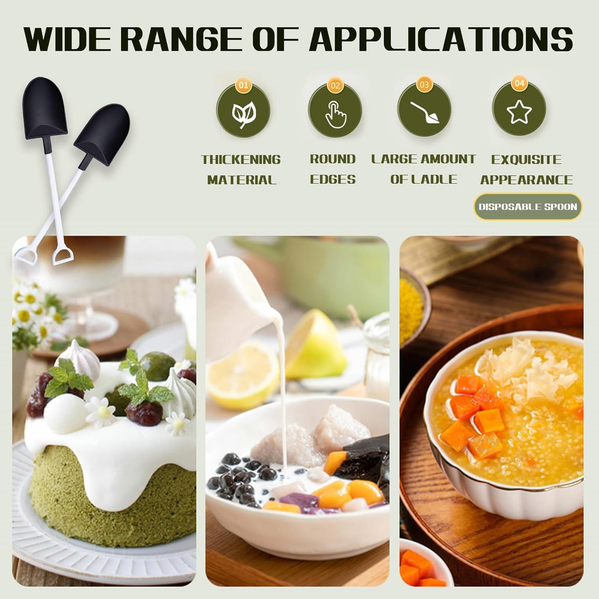 oxe Novelty Mini Shovel Shape Spoons Cute Disposable Plastic Dessert Spoons,Set of 50 (model 2) - Flavour Fushion Cooking Shop