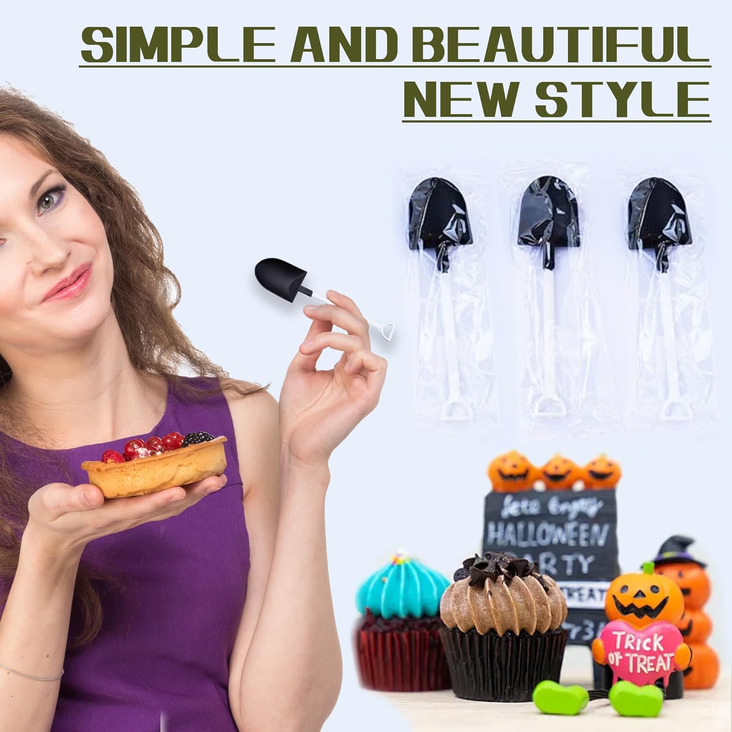 oxe Novelty Mini Shovel Shape Spoons Cute Disposable Plastic Dessert Spoons,Set of 50 (model 2)