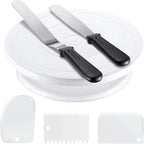 11 Inch Cake Rotating Turntable with 2 Icing Spatula and 3 Icing Smoother, Cake Rotating (6 PCS)