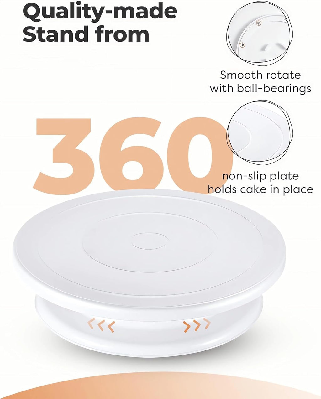 11 Inch Cake Rotating Turntable with 2 Icing Spatula and 3 Icing Smoother, Cake Rotating (6 PCS)