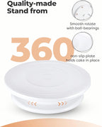 11 Inch Cake Rotating Turntable with 2 Icing Spatula and 3 Icing Smoother, Cake Rotating (6 PCS)