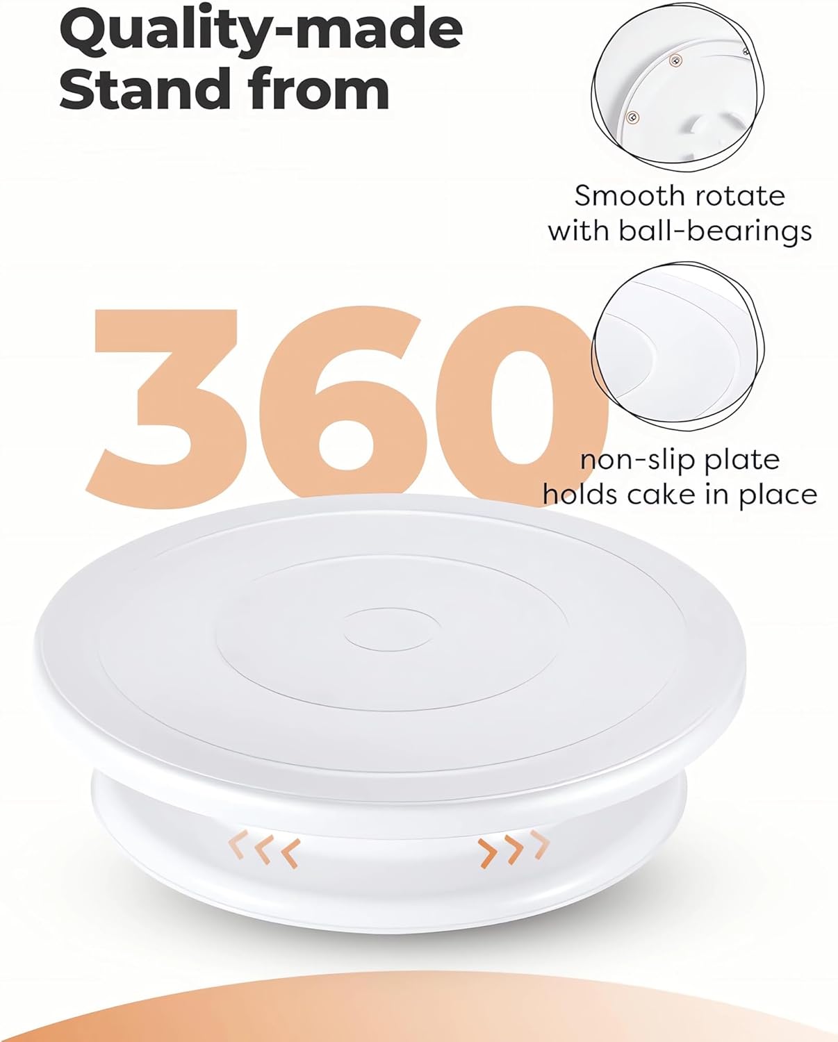 11 Inch Cake Rotating Turntable with 2 Icing Spatula and 3 Icing Smoother, Cake Rotating (6 PCS)
