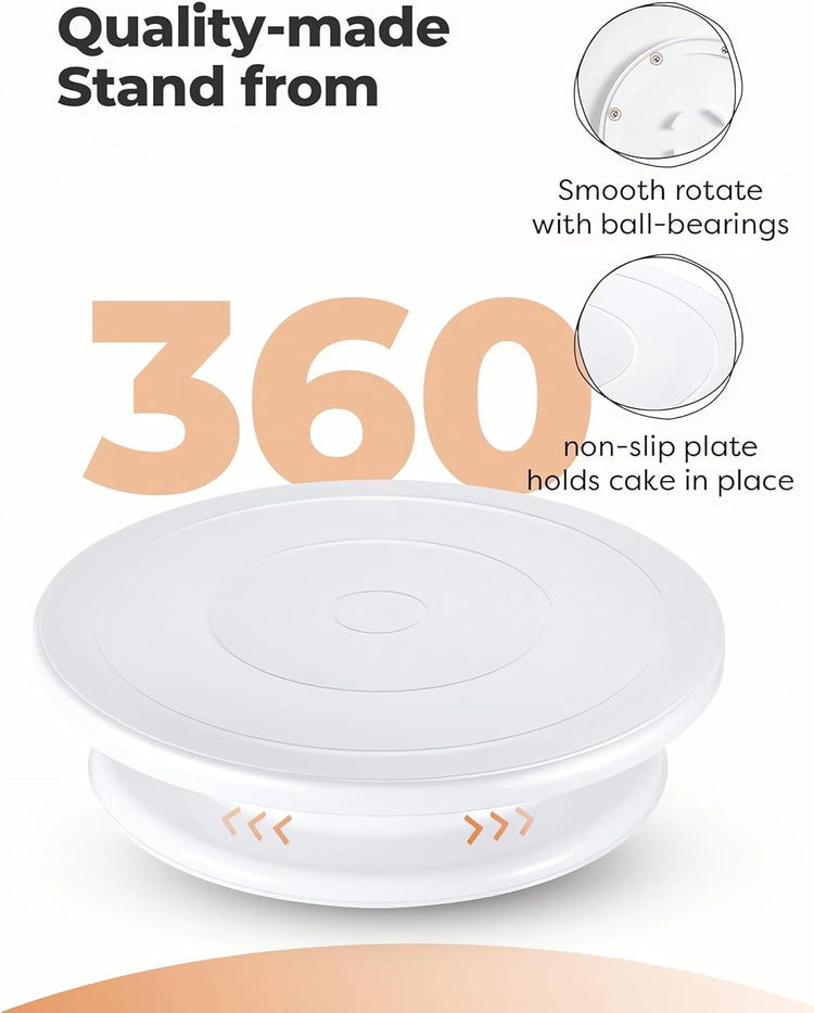 11 Inch Cake Rotating Turntable with 2 Icing Spatula and 3 Icing Smoother, Cake Rotating (6 PCS) - Flavour Fushion Cooking Shop