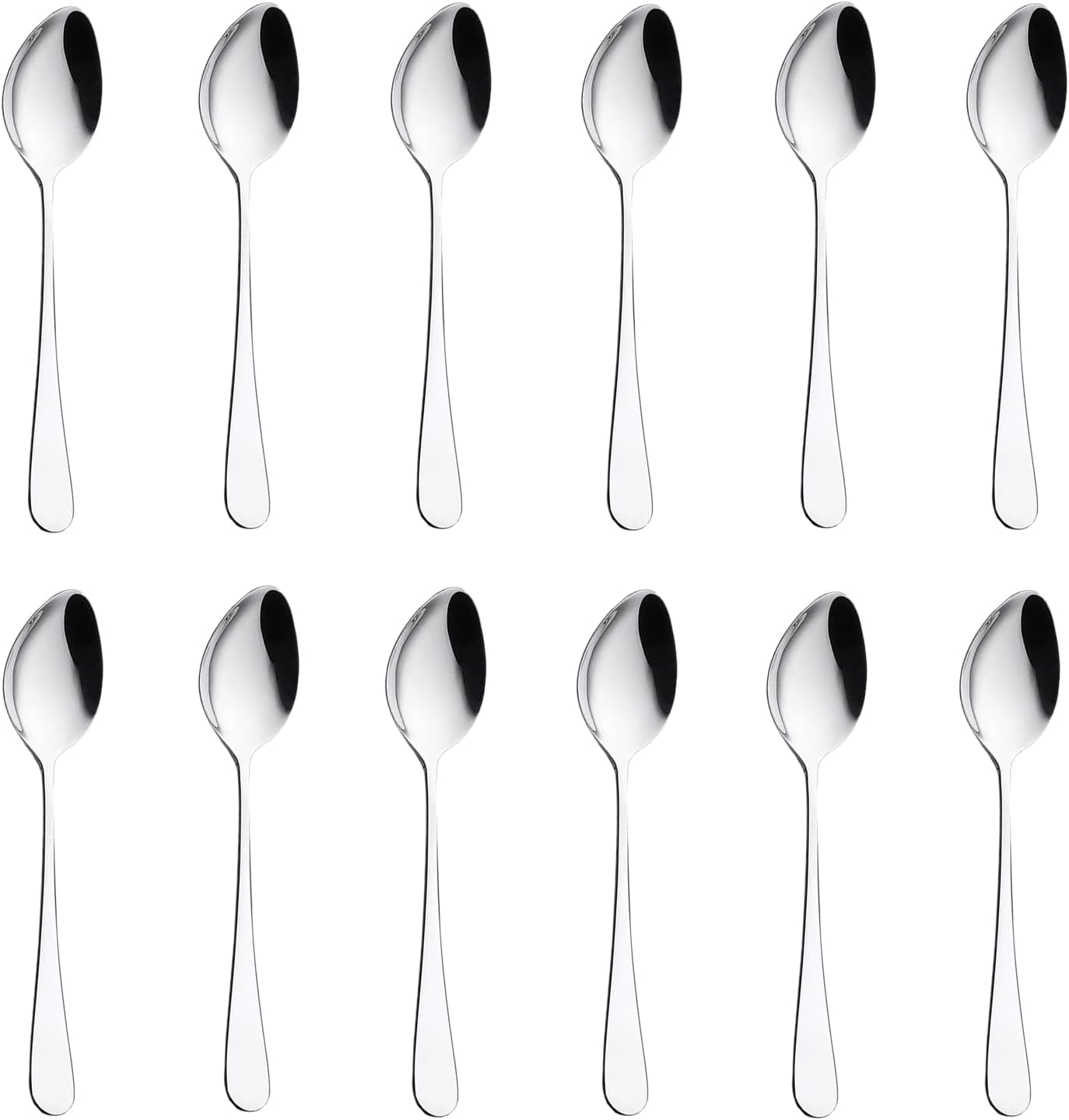 Store 12pcs Dinner Spoons Silverware Set, 17 cm Stainless Steel Soup Spoons, Mirror Polished Round Edge Tablespoons, Dishwasher Safe for Home, Restaurant