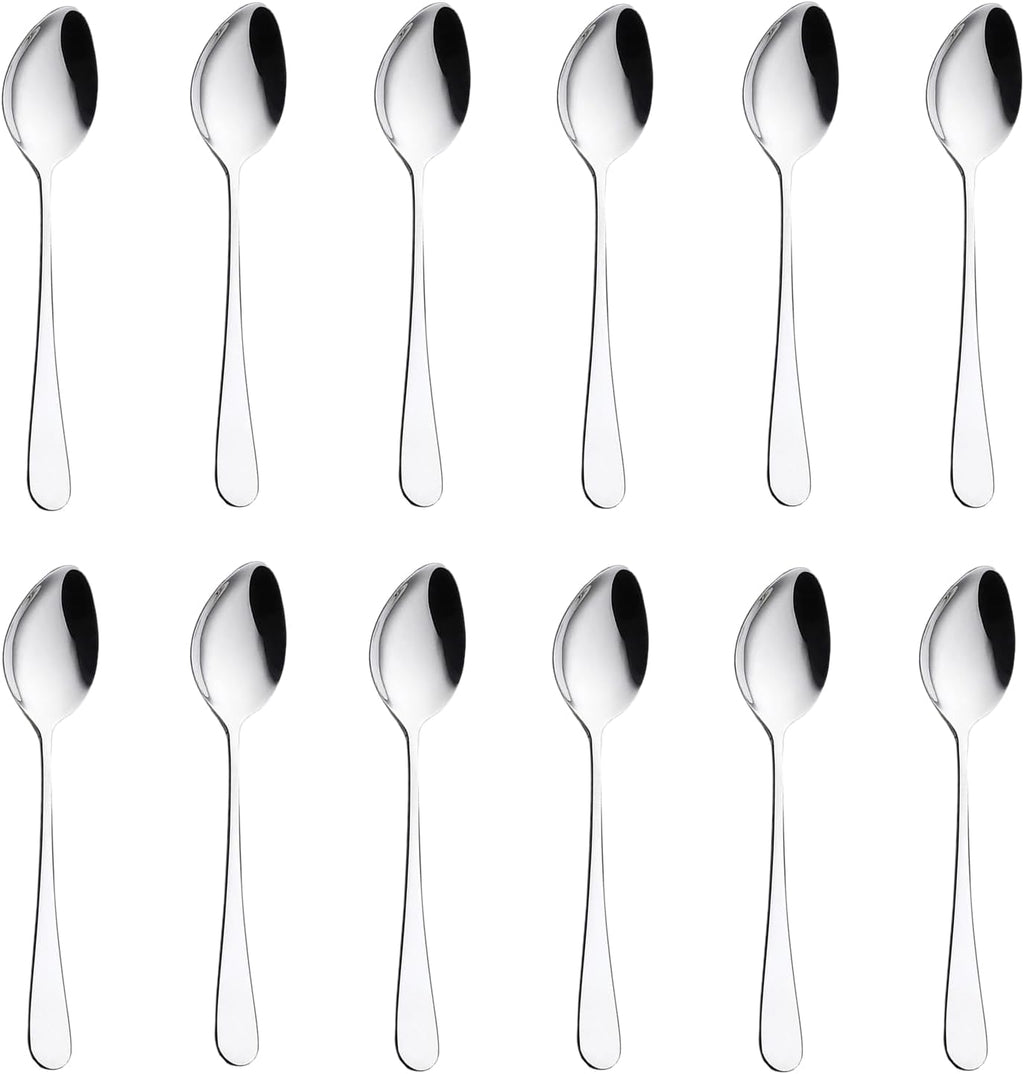 Store 12pcs Dinner Spoons Silverware Set, 17 cm Stainless Steel Soup Spoons, Mirror Polished Round Edge Tablespoons, Dishwasher Safe for Home, Restaurant