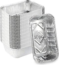 Aluminum Pans Drip Pans (50 Pack, 8"×3.7"), Disposable Tin Foil Pans Foil Food Containers, Grease Drip Pan Liners Grill Grease Tray for Baking, Cooking, Heating, Food Prepping, Freezer, Takeout