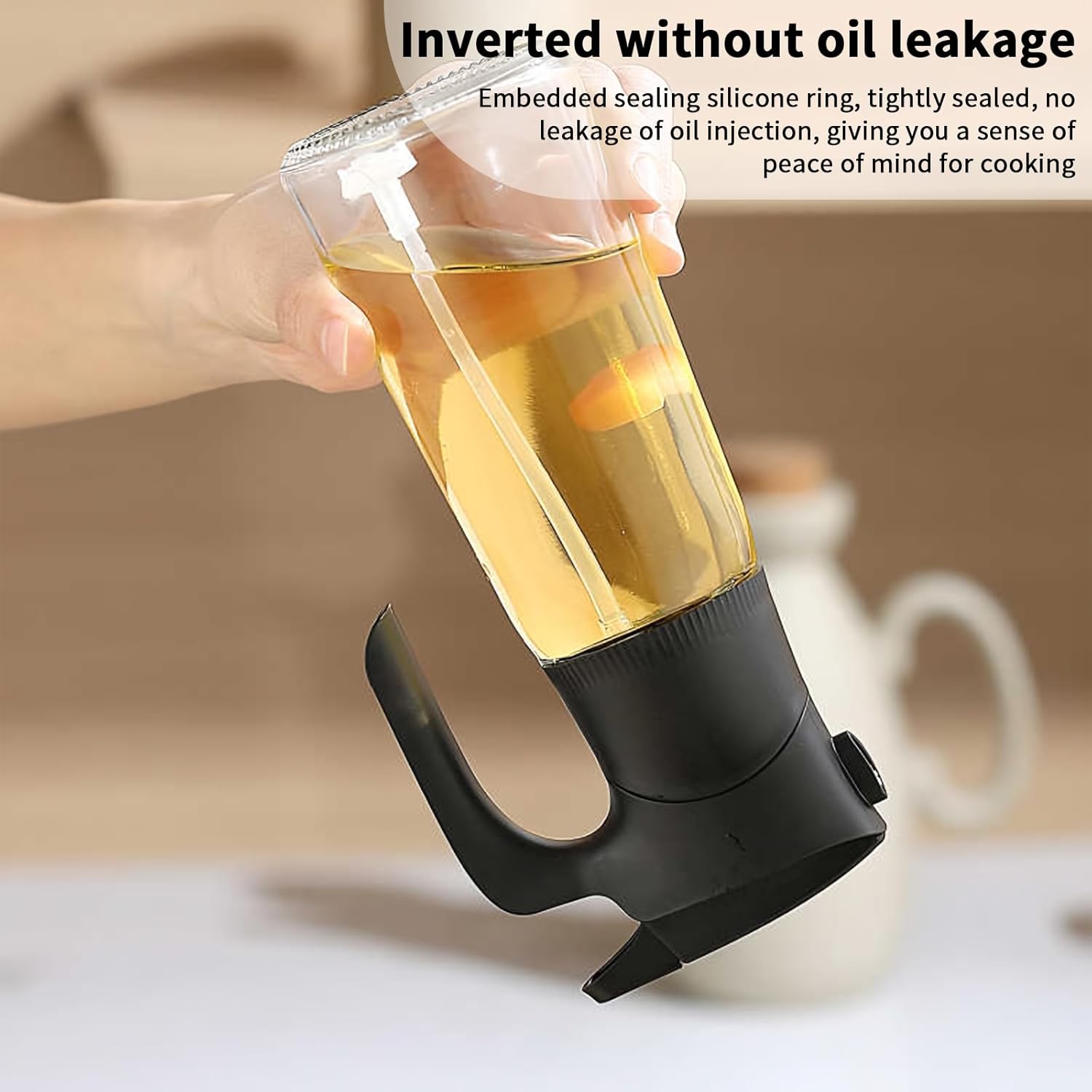 2 Pcs Oil Sprayer for Cooking, 300 ml Olive Oil Dispenser, Glass Oil Spray Bottle with Scale for Kitchen, Salad, Barbecue, Baking (Black & White)