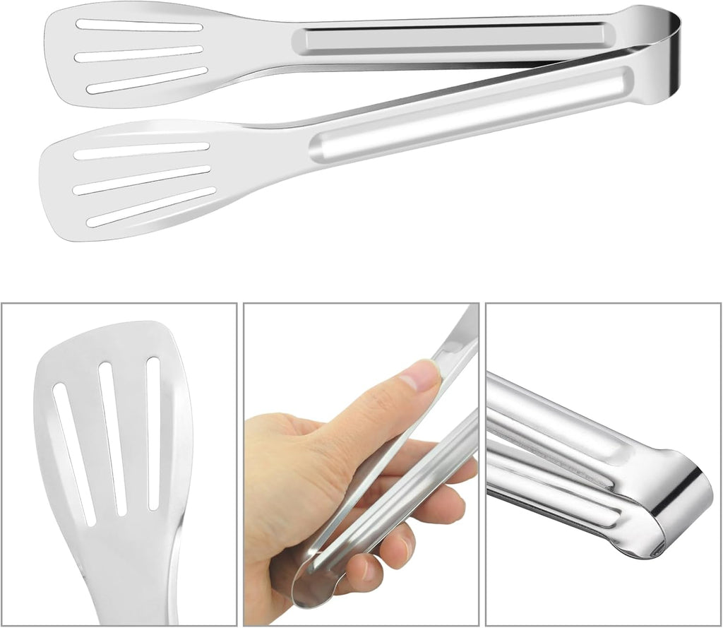 7 Inch Serving Tongs Buffet, Kitchen Cooking Tongs Stainless Steel Buffet Tongs Frying Tong for Pasta Salad BBQ Cake Home Birthday Wedding Candy Bar Party (10 pcs)