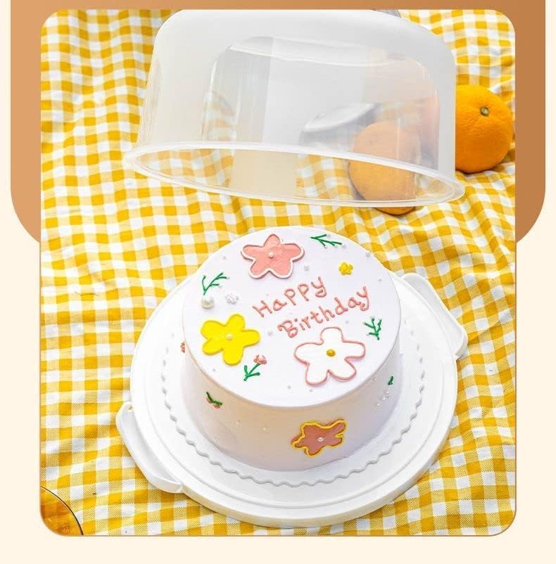 Large 10 Inch Cake Carrier Keeper Stand with Handles and Lids Container for Transport Cake Holder Tray with Cover Round Cupcake Storage Kitchen Cooking Box