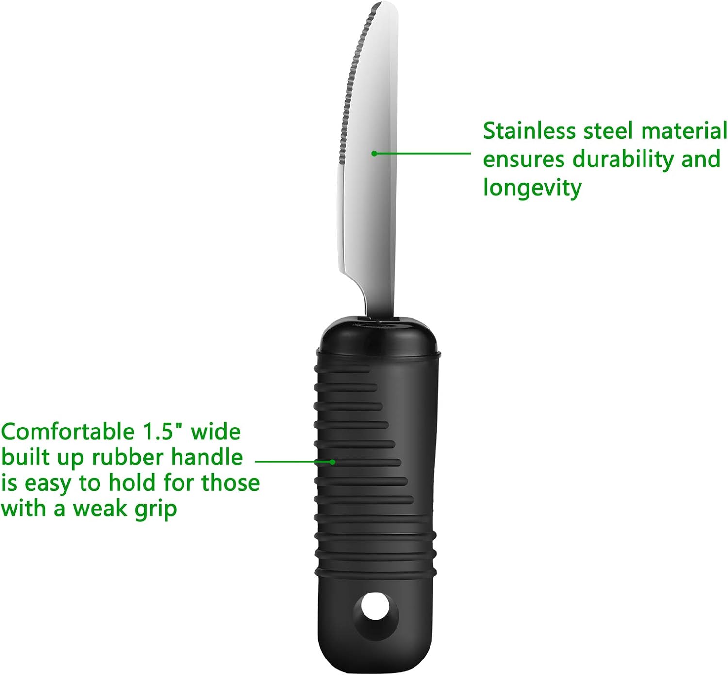 YPC Adaptive Utensils,Easy Grip Silverware,Built Up Bendable Fork,Teaspoon,Tablespoon and Knife for Tremors,Adults,Elderly,Arthritis and Parkinsons,4 Piece Set