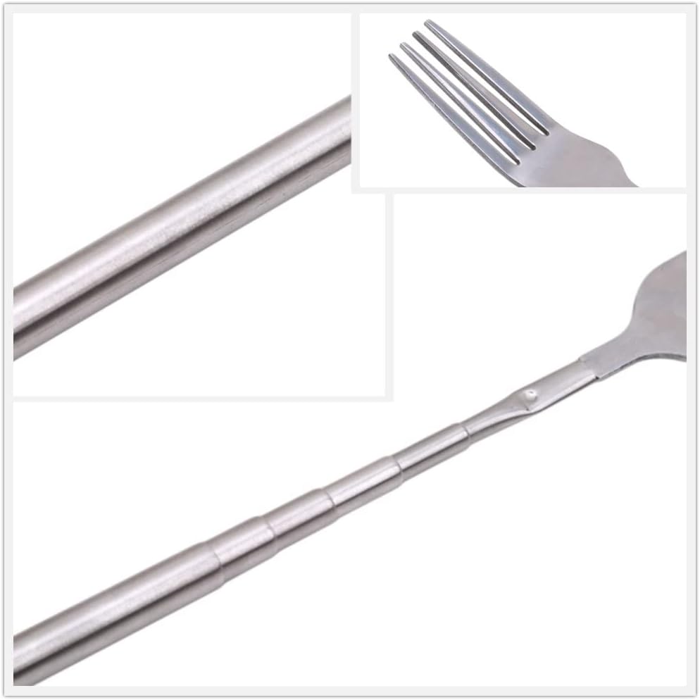 Adjustable Telescopic Fork Extendable Fork Long Fork Toasting Fork Extending Fork Extra Long Fork Extended Fork Stainless Steel, for Eating, Barbecue, Dinner, Dessert, Sausage, Vegetable(8.7~25.4In)…