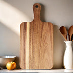 Acacia Wood Cutting Board with Handle, Wooden Cutting Boards, Chopping Board(1, 13.8''L x 7''W)