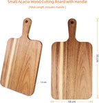 Acacia Wood Cutting Board with Handle, Wooden Cutting Boards, Chopping Board(1, 13.8''L x 7''W)