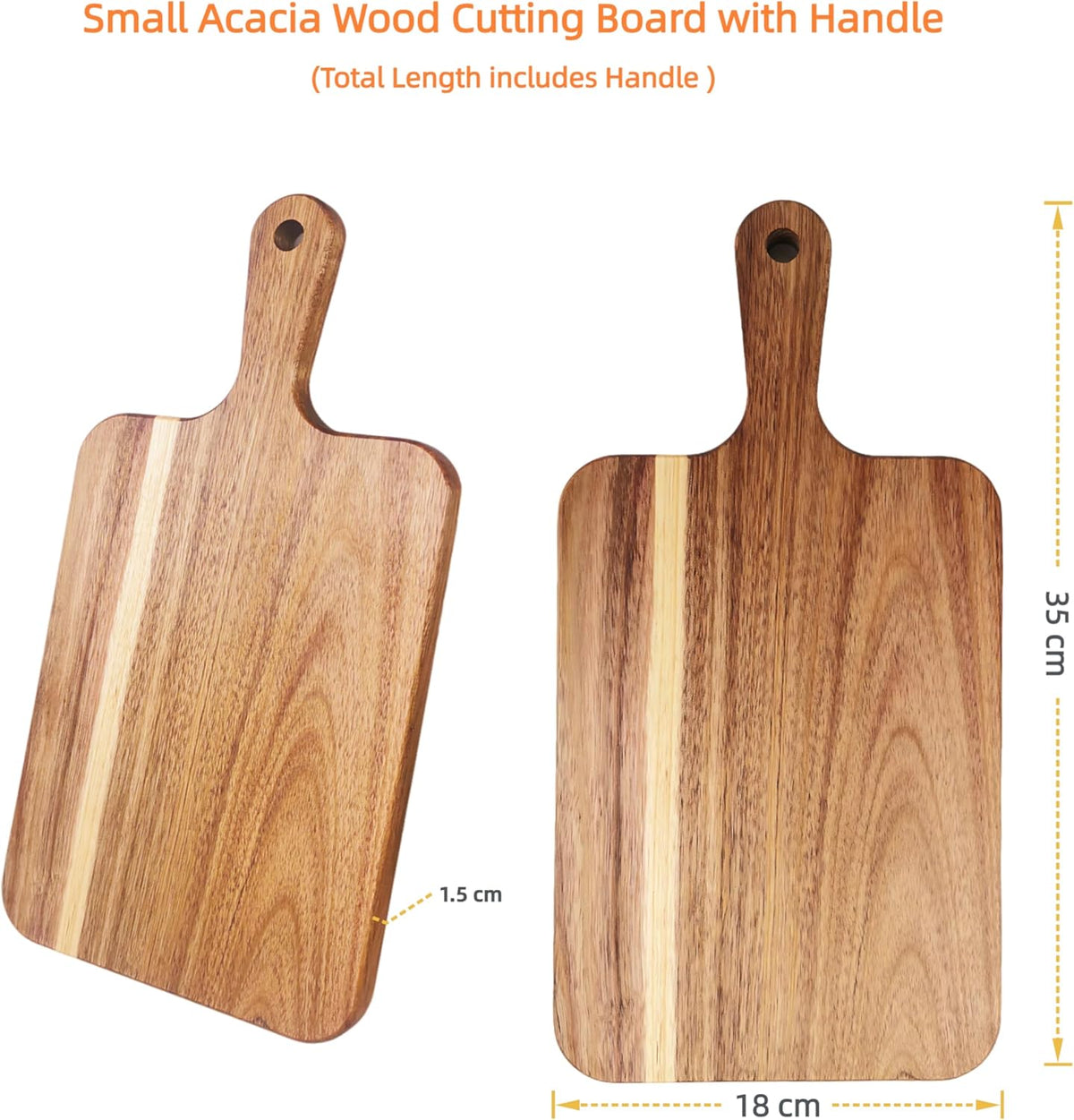 Acacia Wood Cutting Board with Handle, Wooden Cutting Boards, Chopping Board(1, 13.8&