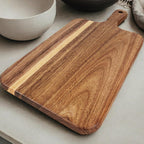 Acacia Wood Cutting Board with Handle, Wooden Cutting Boards, Chopping Board(1, 13.8''L x 7''W)
