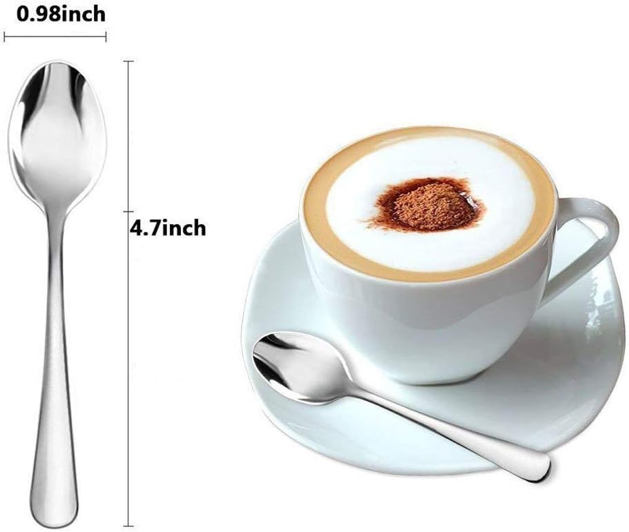 Demitasse Espresso Spoons Set of 6, Mini Coffee Spoon, 18/10 Stainless Steel Small Spoons for Dessert, Tea, Appetizer, 4.7