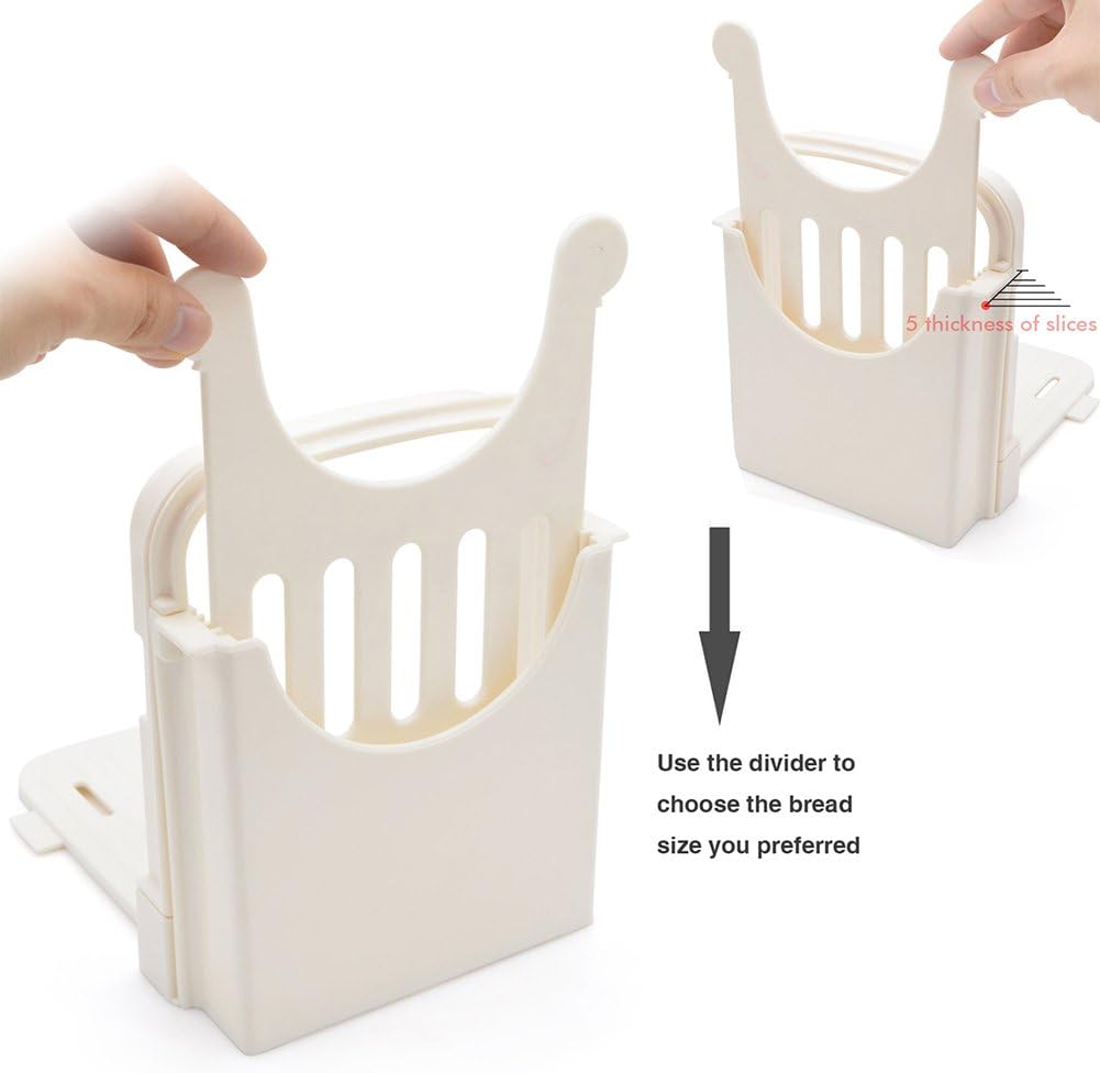 Foldable & Adjustable Bread Slicer Guide for Homemade Toast Cutter Sandwich Maker Loaf Cutter Machine With Cutting Guide (White)