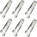 6PCS Mini Ice Tongs, 4.25Inch Stainless Steel Small Serving Tongs, Silver