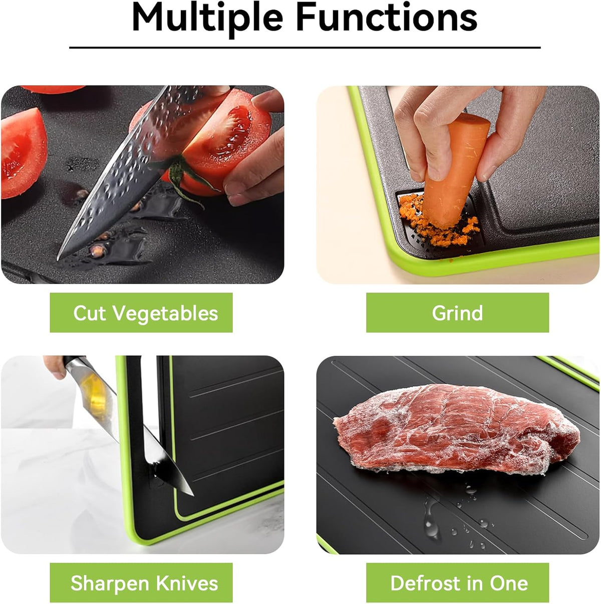 2 in 1 Defrosting Tray, Defrost Cutting Board Double Sided Sharpener - Flavour Fushion Cooking Shop