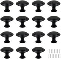 Biaungdo 15 Pack 1Inch Flat Black Kitchen Cabinet Knobs Drawer Dresser Handles Knobs, Round Drawer Handles