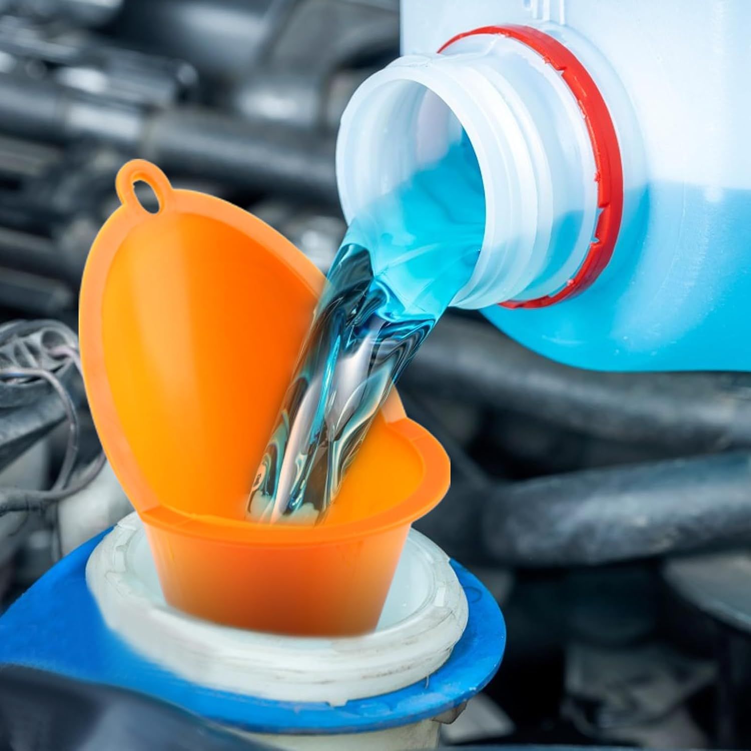 4 Pcs Plastic Long Neck Oil unnel or Change, Multi-unction Long or Transmission luid Automotive unnels, Car Water Diesel uel Kerosene Liquids Engine Oil unnel Set
